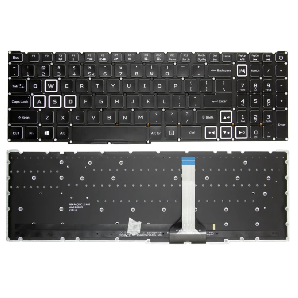 By Acer AN515-45 AN515-56 AN515-57 AN515-46 parola bianca slim backlit US tastiera at pcspare.com — Global Laptop Parts Center