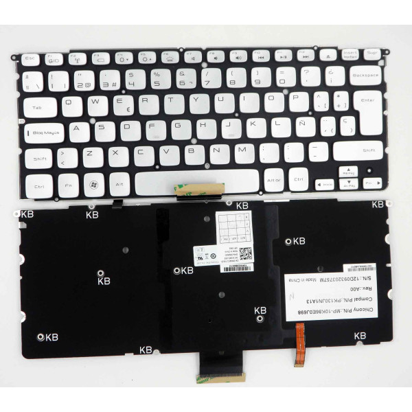 By Dell 14Z L412Z 15Z L512Z silver backlit Spanish SP keyboard at pcspare.com — Global Laptop Parts Center