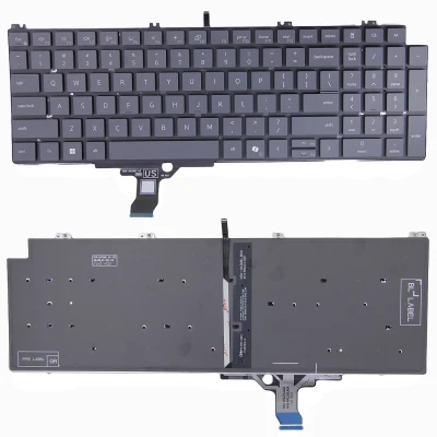 Dell Pro 16 Plus PB16250, PB16255, P135F, 2024, Pro 16 PC16250, PC16255, backlit abu-abu US keyboard