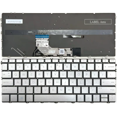 HP Envy x360 2-in-1 14-FC, 14-FA, TPN-C172, TPN-C173, met achtergrondverlichting US toetsenbord zilver