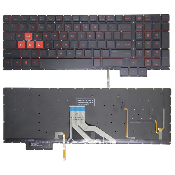 By HP omen 15-CE, TPN-Q194, red backlit US keyboard at pcspare.com — Global Laptop Parts Center