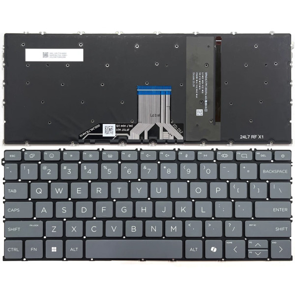 By HP OmniBook 14-he, 14-fp, 14t-fr, 16-au, 16-bf, 16-fb, tastiera americana retroilluminata grigio at pcspare.com — Global Laptop Parts Center