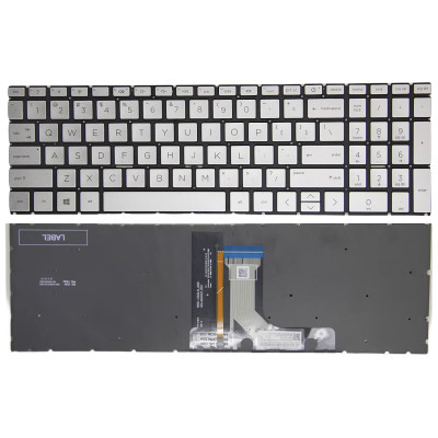 HP Pavilion 16-AF, 16-AF0000, 16-AG, 16-AG0000, 16-BC, silver backlit US keyboard F1 مسألة
