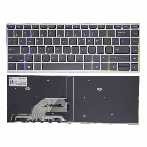 By HP 430 G5, 440 G5, 445 G5, 640 G4 G5, silver frame US keyboard original at pcspare.com — Global Laptop Parts Center