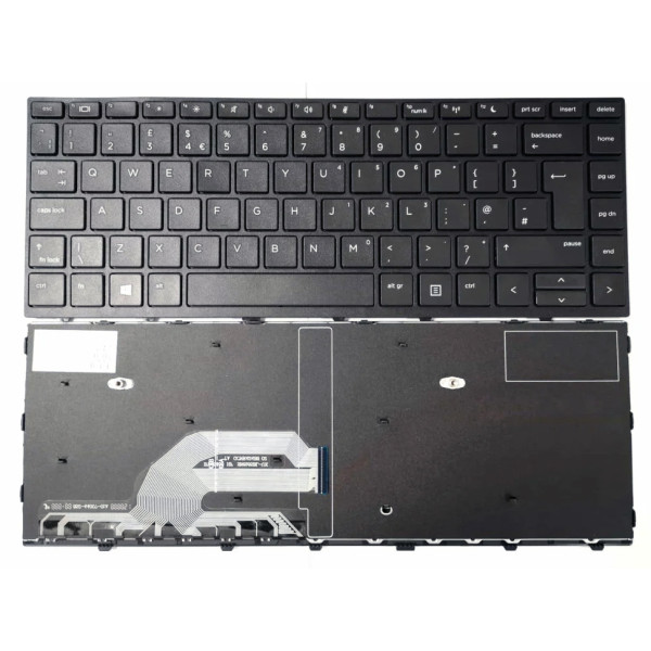 By HP 430 G5, 440 G5, 445 G5, 640 G4 G5, black frame UK keyboard OEM at pcspare.com — Global Laptop Parts Center