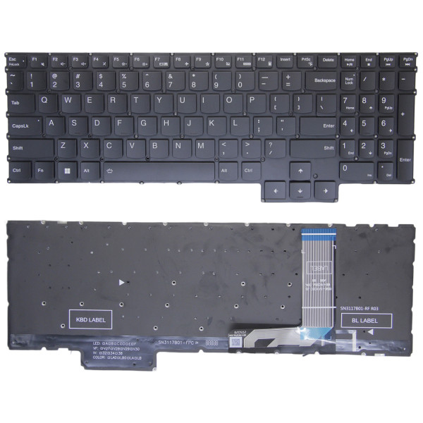 By Lenovo IdeaPad Gaming 3 16IAH7, Gaming 3 16ARH7, Gaming 3 15IAH7, Gaming 3 15ARH7, Y9000X R9000X 2022, schwarze hintergrundbeleuchtete US-Tastatur at pcspare.com — Global Laptop Parts Center