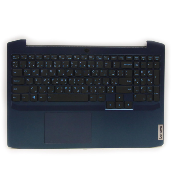 By Lenovo Gaming 3-15ARH05 5CB0Z37662 Blue backlit Arabic AR keyboard palmrest at pcspare.com — Global Laptop Parts Center