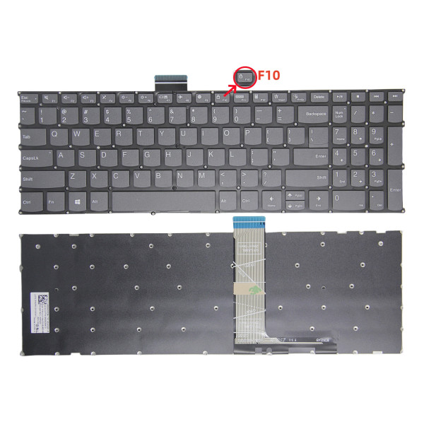 By Lenovo IdeaPad 3-17ADA6, 3-17ALC6, 3-17ABA7, 3-17IAU7, 3-17IRU7, gris F10 verrouiller le clavier américain at pcspare.com — Global Laptop Parts Center
