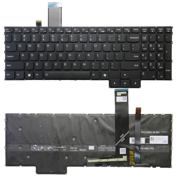 By Lenovo Legion 5 15ARH7 15ARH7H 15IAH7 15IAH7H, teclado preto RGB retroiluminado EUA at pcspare.com — Global Laptop Parts Center
