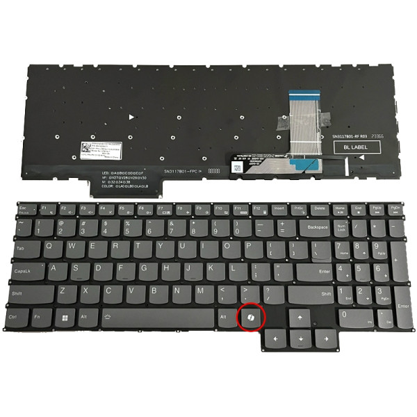 By Lenovo Legion Slim 5 16IRH8, Legion Slim 5 16APH8, Legion Slim 5 16AHP9, Legion Slim 5 16AHP9, gris retroiluminado teclado estadounidense AI at pcspare.com — Global Laptop Parts Center
