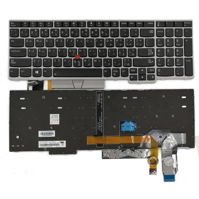 Lenovo ThinkPad E580, E585, E590, E595, L580, L590, R590, T590, silver backlit Arabic AR keyboard original