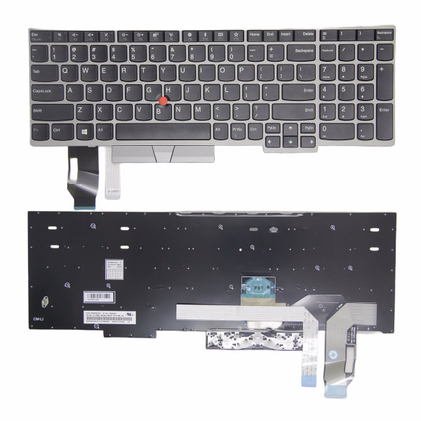 By Lenovo ThinkPad E580, E585, E590, E595, L580, L590, R590, T590, silver US keyboard original at pcspare.com — Global Laptop Parts Center