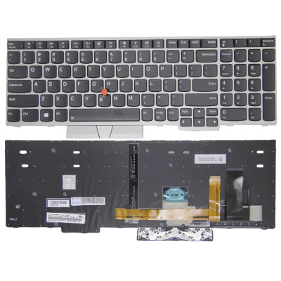by Lenovo ThinkPad E580, E585, E590, E595, L580, L590, R590, T590, silver backlit US keyboard original on pcspare.com - Global Laptop Parts Center
