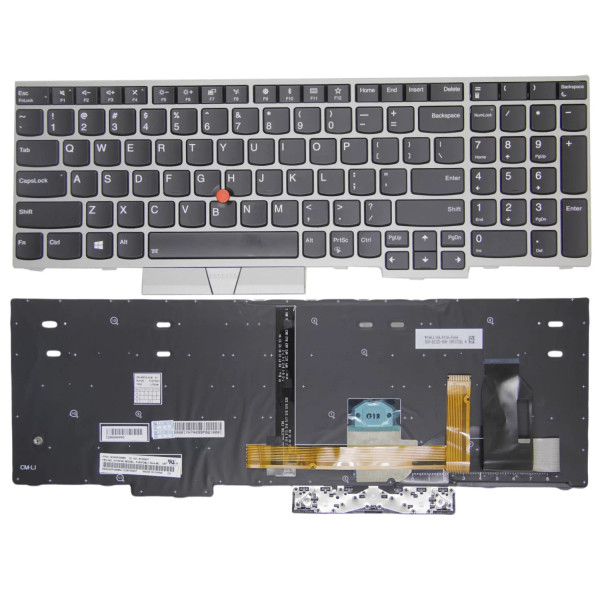 By Lenovo ThinkPad E580, E585, E590, E595, L580, L590, R590, T590, silver backlit US keyboard original at pcspare.com — Global Laptop Parts Center