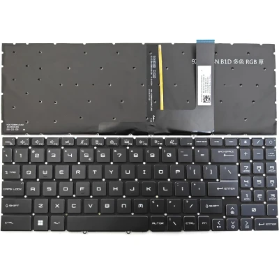 MSI Katana GF66 GF76 Pulse GL76 GL66 Stealth GS77 MS-17L3 MS-1584 MS-1583 melnā RGB ASV tastatūra ar aizmuguri